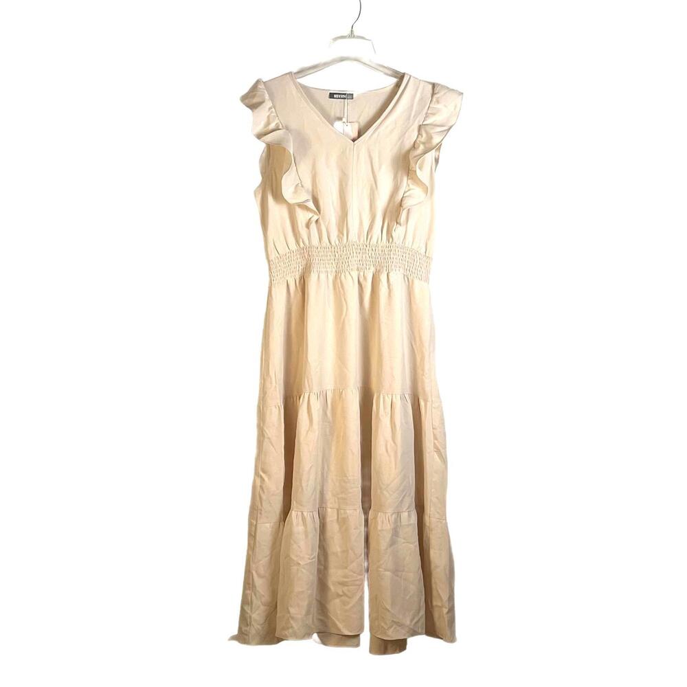 Chic Ruffled Tiered Maxi Dress in Soft Cream